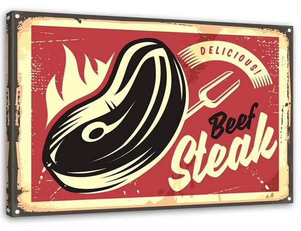 Obraz na plátne Ceduľa retro steakhouse Rozmery: 60 x 40 cm