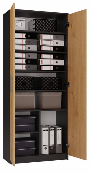 TP Living Knižnica OLIV 2D antracit/dub artisan