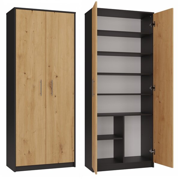 TP Living Knižnica OLIV 2D antracit/dub artisan