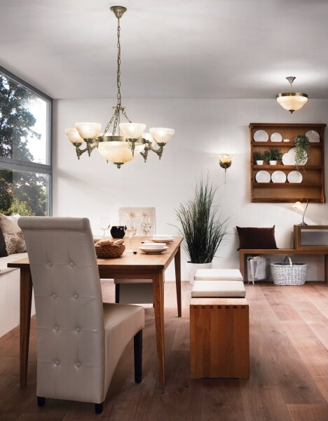 EGLO 85858 - Luster na reťazi MARBELLA 9xE14/60W alabastrové sklo