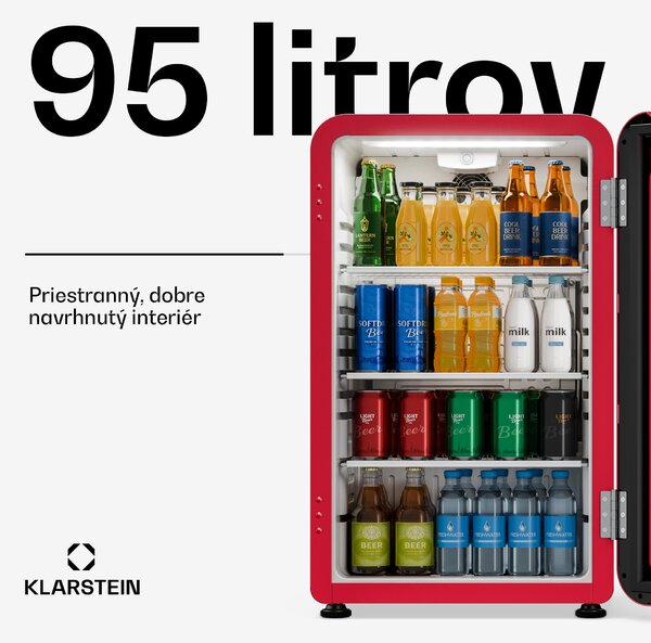 Klarstein Audrey Evo chladič nápojov | 74 x 38 cm | LED vnútorné osvetlenie | 95 W | 42 dB
