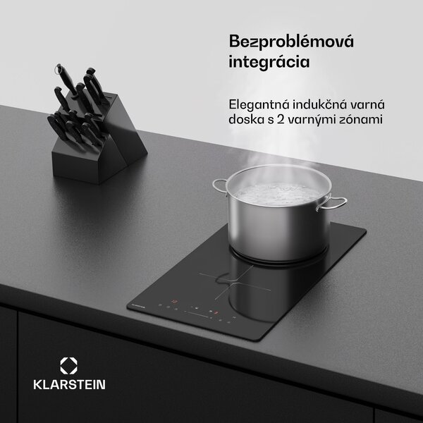 Klarstein PowerGlide indukčná varná doska | Moderná, kompaktná a výkonná | 2 varné zóny | 3500 W | 30 cm