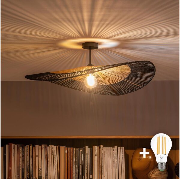 Brilagi - LED Prisadený luster CERIA BOHO 1xE27/60W/230V pr. 80 cm čierna/hnedá