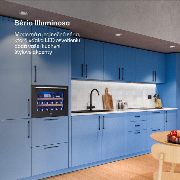 Klarstein Illuminosa vstavaná vinotéka | Moderná | UV ochrana | 61 litrov | 19 fliaš | 60 cm