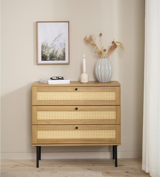 Nízka komoda v dekore duba v prírodnej farbe 80x75 cm Pensacola – Unique Furniture