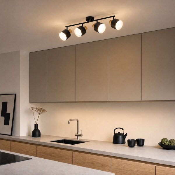 Stropné Lampa Lindby, Lenja, stmievateľné, Čierna, Obývacia izba, Kov, Moderný