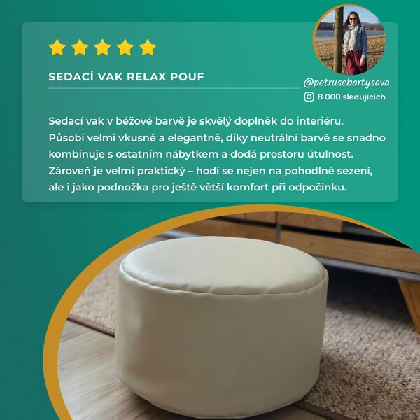 Praktik home Sedací vak RELAX POUF blue - 25 x 45 cm cm