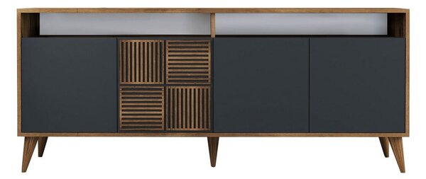 Nízka komoda v dekore orecha v antracitovej a prírodnej farbe 180x79 cm Milan – Kalune Design