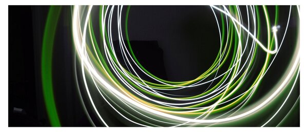 Obraz zelených čiar (120x50 cm)
