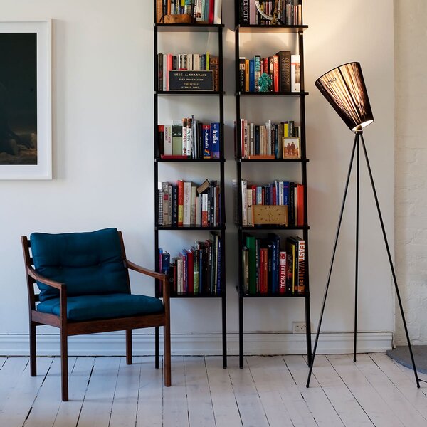 Stojacie Lampa Northern, Oslo Wood, stmievateľné, Čierna, Obývacia izba, Tkanina / Textil, Dizajnový