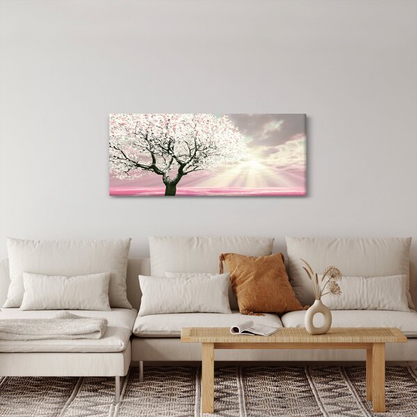 Ružový obraz stromu (120x50 cm)