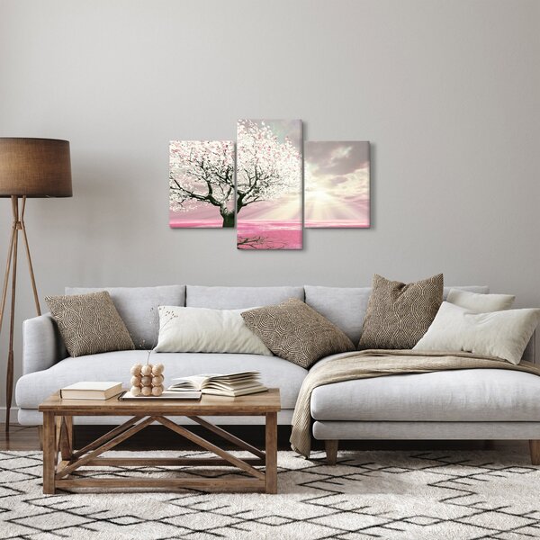 Ružový obraz stromu (90x60 cm)