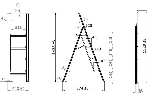 Skladacie schodíky Wenko Ladder, výška 153 cm