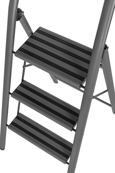 Sivé schodíky Wenko Compact, výška 114,5 cm