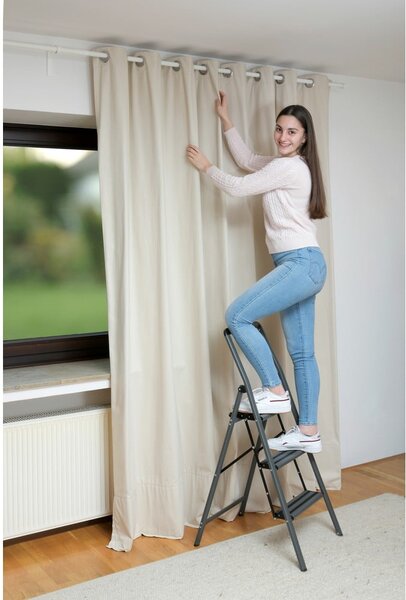 Sivé schodíky Wenko Compact, výška 114,5 cm