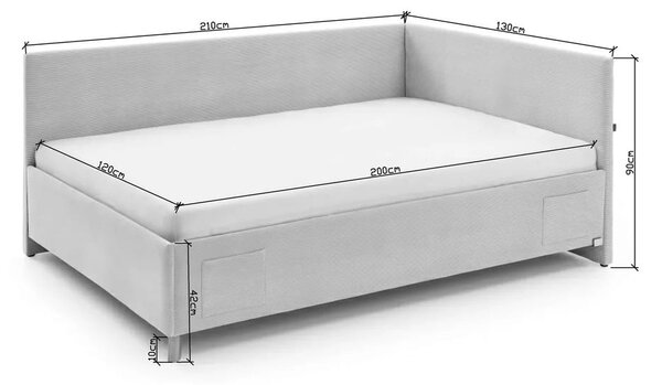 Béžová čalúnená rohová detská posteľ s úložným priestorom s roštom 120x200 cm Cool – Meise Möbel