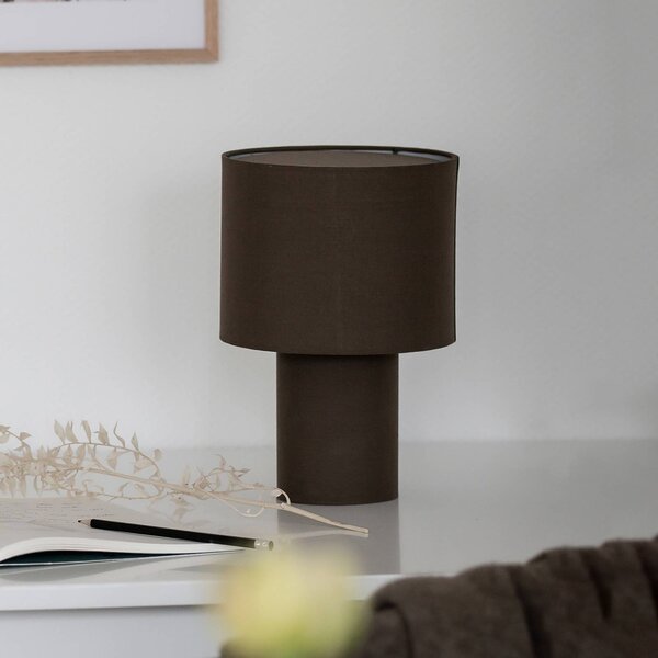 PR Home Stolná lampa Leah bavlna výška 28 cm hnedá