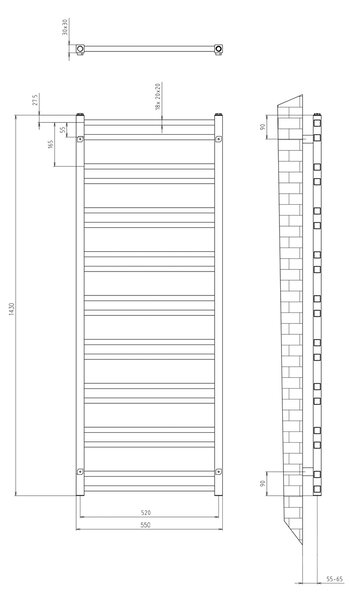 Sapho Sapho, METRO DOS vykurovacie teleso 550x1430 mm, chróm, IR430R