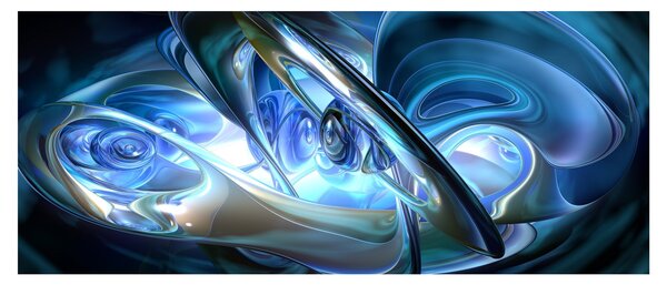 Obraz modrých fraktálov (120x50 cm)