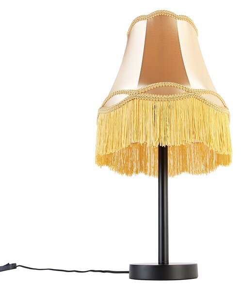 Klasická stolná lampa čierna s tienidlom Granny zlatá 30 cm - Simplo