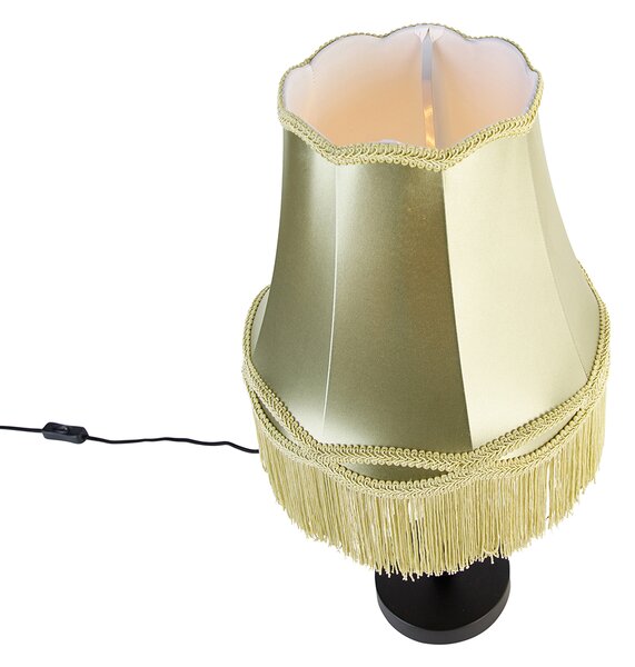 Klasická stolná lampa čierna s tienidlom Granny zelená 30 cm - Simplo