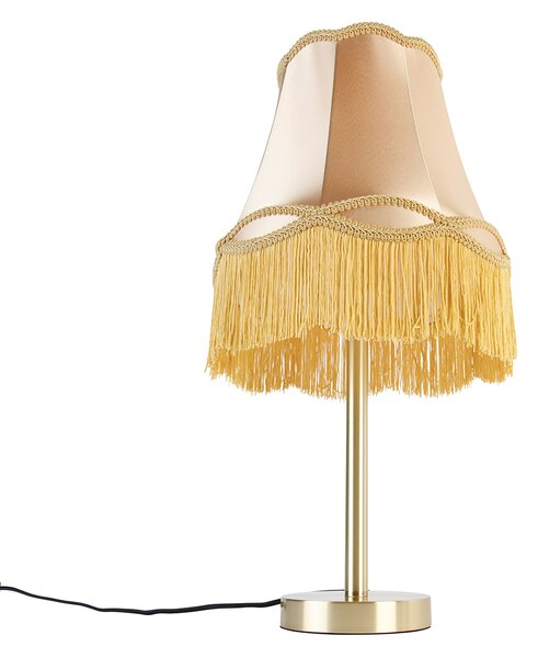 Klasická stolná lampa mosadz s tienidlom Granny zlatá 30 cm - Simplo