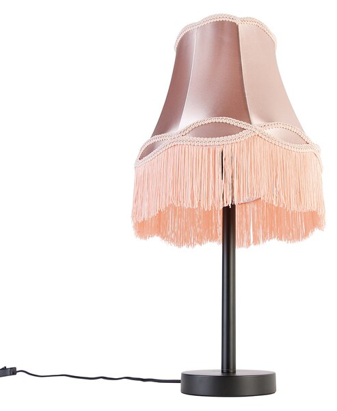 Klasická stolná lampa čierna s ružovým tienidlom Granny 30 cm - Simplo