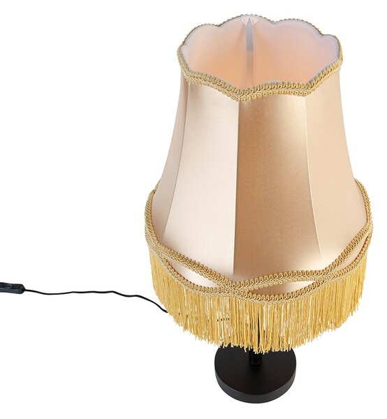 Klasická stolná lampa čierna s tienidlom Granny zlatá 30 cm - Simplo