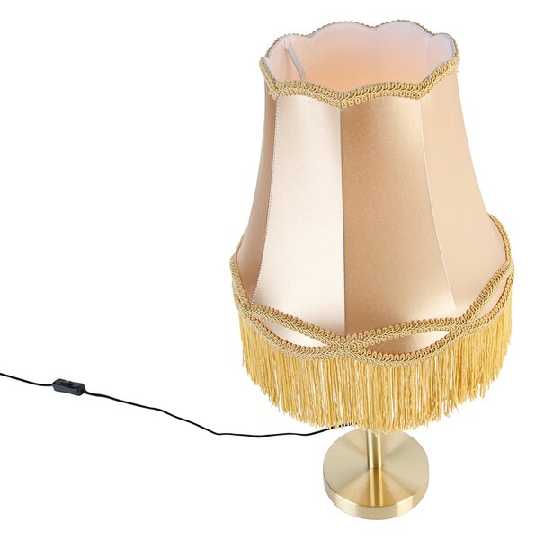 Klasická stolná lampa mosadz s tienidlom Granny zlatá 30 cm - Simplo