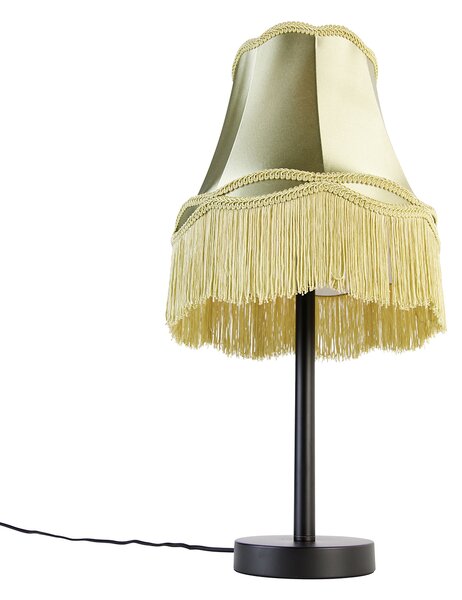 Klasická stolná lampa čierna s tienidlom Granny zelená 30 cm - Simplo