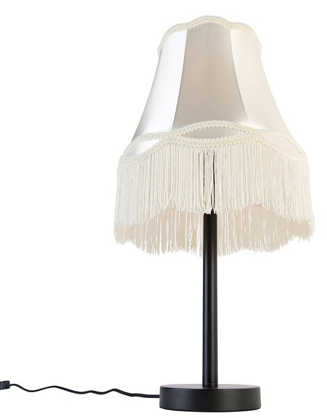 Klasická stolná lampa čierna s tienidlom Granny krémová 30 cm - Simplo