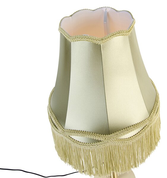 Klasická stolná lampa mosadz s tienidlom Granny zelená 30 cm - Simplo