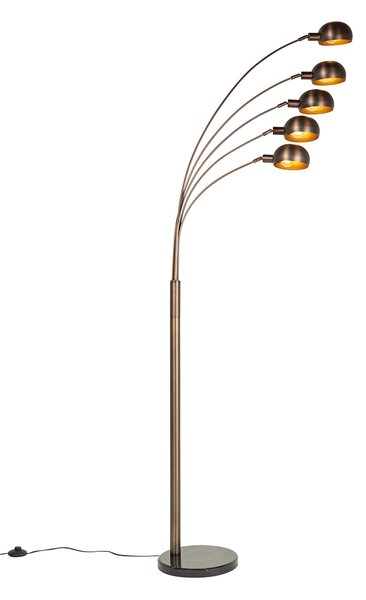 Dizajnová stojaca lampa tmavo bronzová so zlatom 5-svetlo - Sixties Marmo