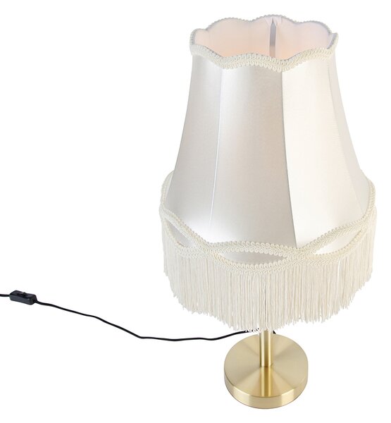 Klasická stolná lampa mosadz s tienidlom Granny krémová 30 cm - Simplo