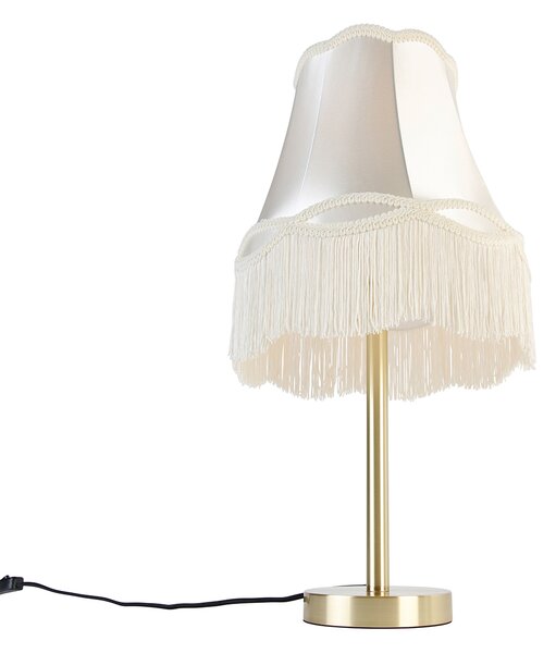 Klasická stolná lampa mosadz s tienidlom Granny krémová 30 cm - Simplo