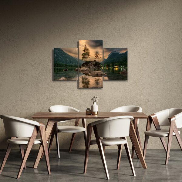 Obraz - jazero v horách (90x60 cm)