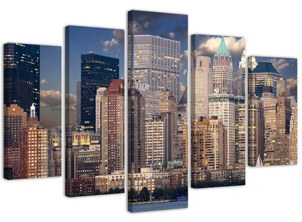 Obraz na plátne New York mrakodrapy - 5 dielny Rozmery: 100 x 70 cm