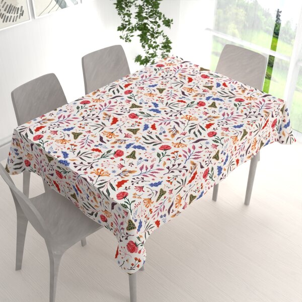 Biante Bavlnený obdĺžnikový obrus Sandra SA-772 Farebné rastliny na bielom 50x100 cm