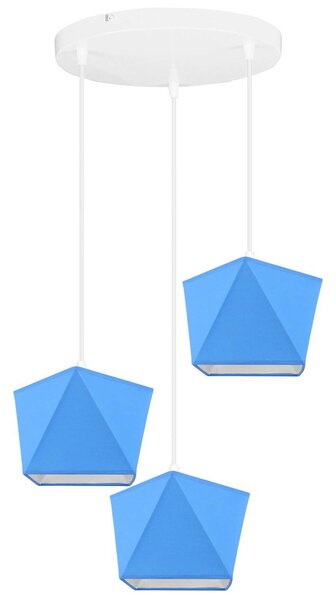 Detské závesné svietidlo Diamond, 3x textilné tienidlo (mix 10 farieb), (výber z 5 farieb konštrukcie), o