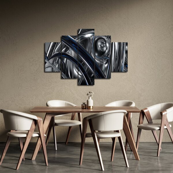 Obraz sivej abstrakcie s modrou (150x105 cm)