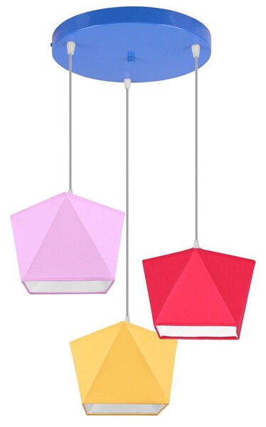 Detské závesné svietidlo Diamond, 3x textilné tienidlo (mix 10 farieb), (výber z 5 farieb konštrukcie), o