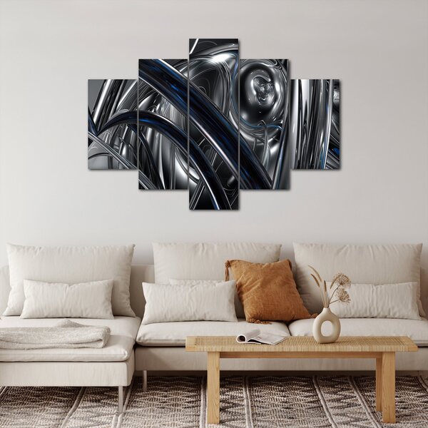 Obraz sivej abstrakcie s modrou (150x105 cm)