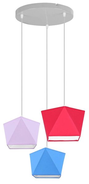 Detské závesné svietidlo Diamond, 3x textilné tienidlo (mix 10 farieb), (výber z 5 farieb konštrukcie), o