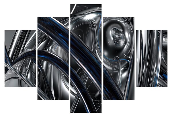 Obraz sivej abstrakcie s modrou (150x105 cm)