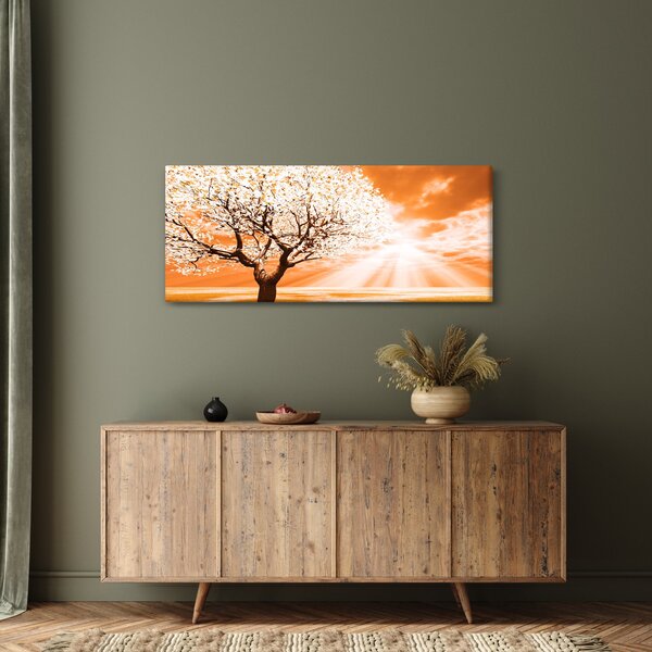 Oranžový obraz stromu (120x50 cm)