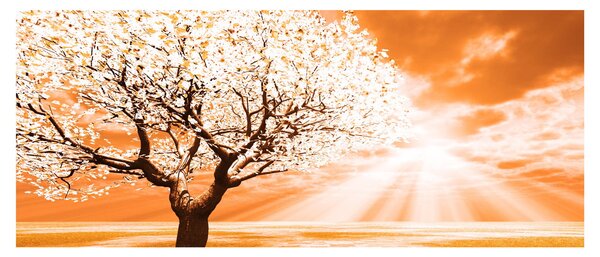Oranžový obraz stromu (120x50 cm)