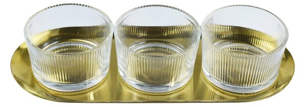 Sinsay - Úložné nádoby s podnosom 3 pack - zlatá