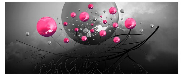 Obraz ružových abstraktných gulí (120x50 cm)