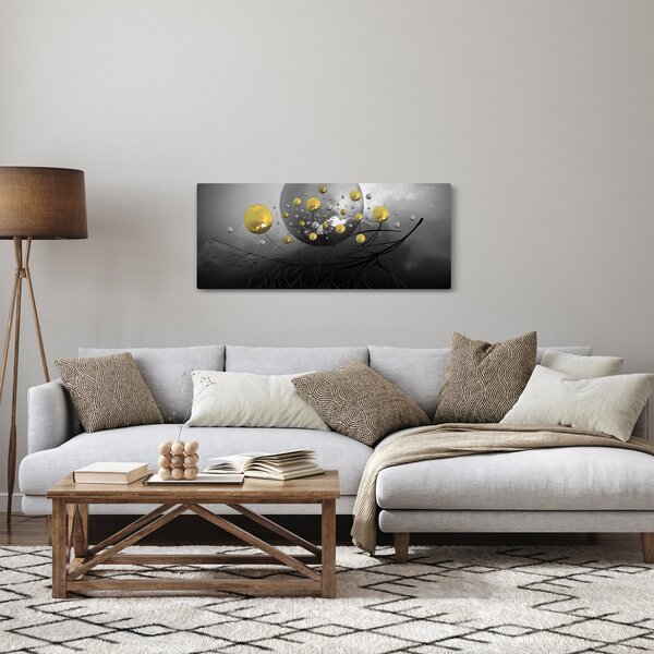 Obraz zlatých abstraktných gulí (120x50 cm)