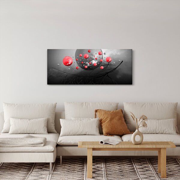 Obraz červených abstraktných gulí (120x50 cm)